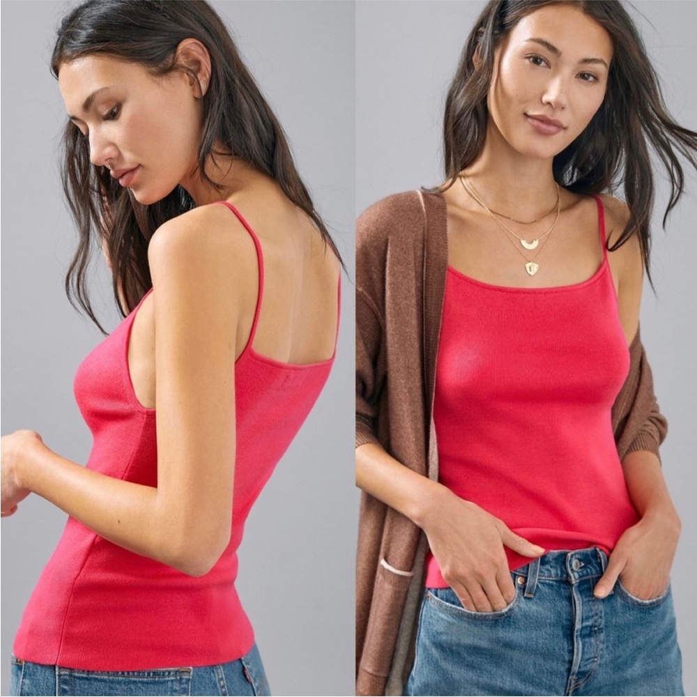 Anthropologie Raspberry Rashida Pullover Square Neck Sweater Tank L